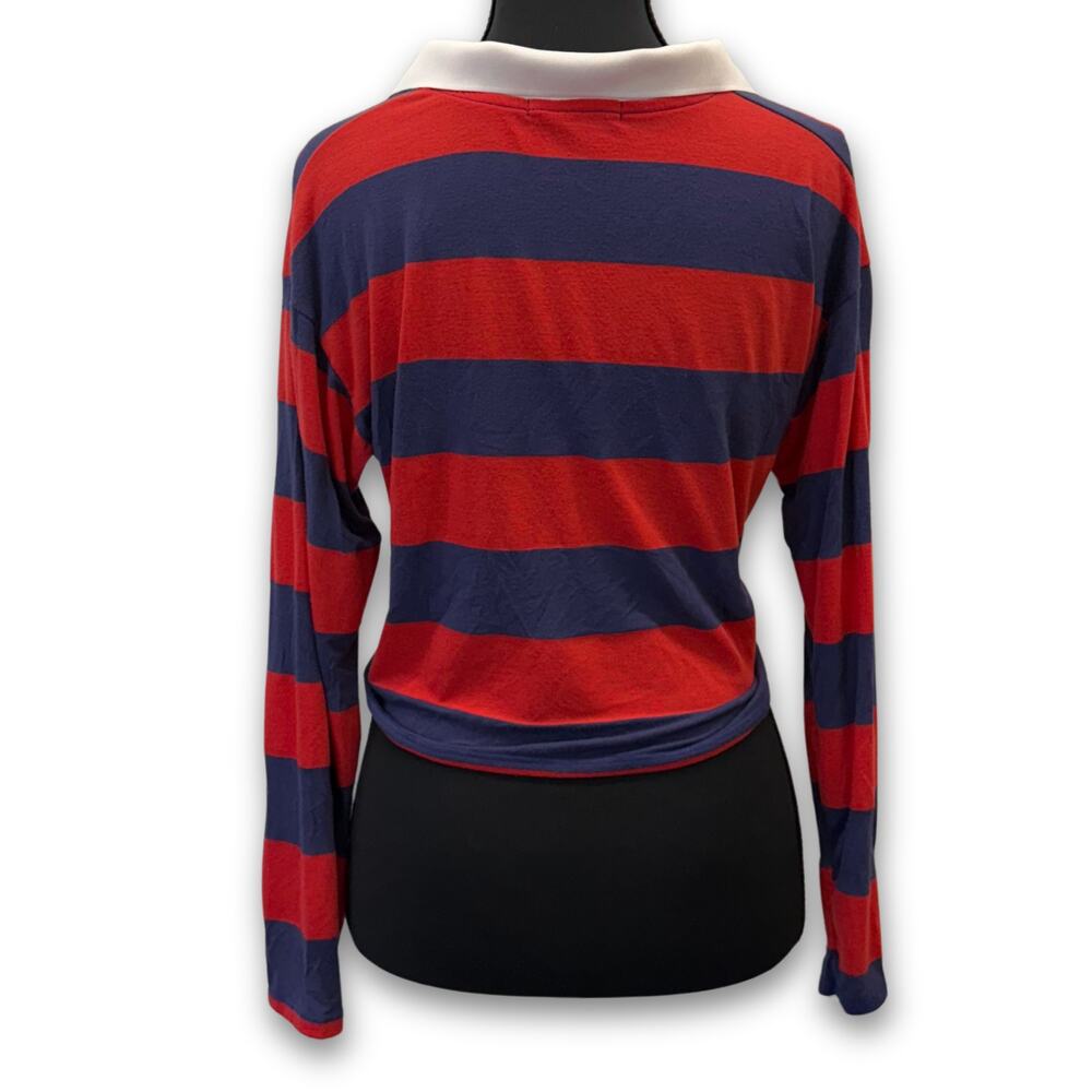 Cropped Striped Long Sleeve Polo | Women's XL | Caution to the Wind - Picture 2 of 7